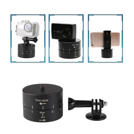 GoPro-Compatible Tripod Head for Time Lapse Photography compact black 60x60x42mm adjustable rotation base for action cameras and phones
