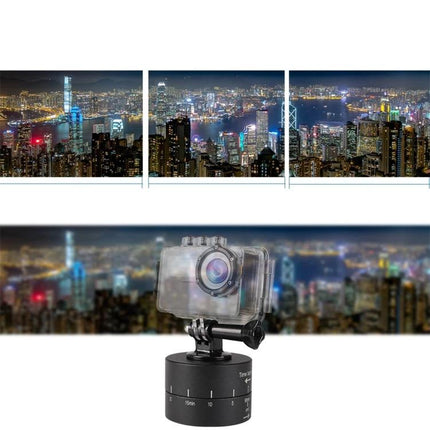 GoPro-Compatible Tripod Head for Time Lapse Photography mounted with action camera over city skyline for sunrise and time-lapse sequences