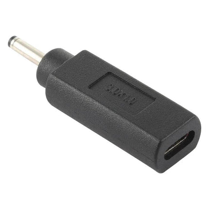 Compact USB-C Adapter for Portable Device Charging Connections - black Type-C female to 3.0x1.0mm male charging adapter