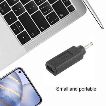 Compact USB-C Adapter for Portable Device Charging Connections - small portable Type-C female to 3.0x1.0mm male charging/data connector