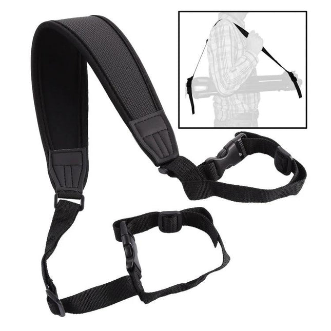 Durable Nylon Strap for Tripod Decompression and Carrying, 79cm Length - padded black nylon and diving material tripod harness for hands-free carrying