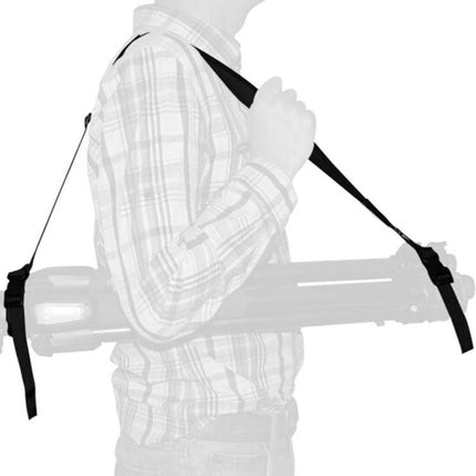 Durable Nylon Strap for Tripod Decompression and Carrying, 79cm Length - person wearing strap carrying tripod on shoulder