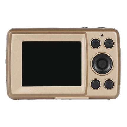 Compact Digital Video Camera for High-Quality Recordings 16MP CMOS, 2.4-inch TFT LCD rear view, compact gold body for everyday use