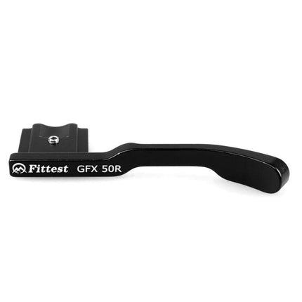 FITTEST Ergonomic Thumb Grip for Fujifilm GXF-50R Camera mounted on camera baseplate showing curved ergonomic design