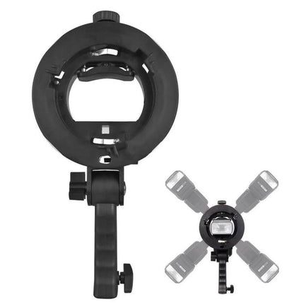 Universal S-Type Portable Flash Bracket for Studio Photography - black ABS plastic adjustable flash holder for softboxes and reflectors
