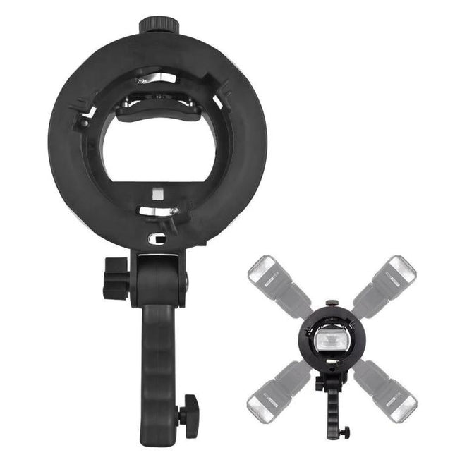 Universal S-Type Portable Flash Bracket for Studio Photography - black ABS plastic adjustable flash holder for softboxes and reflectors