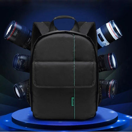 Indepman Waterproof Outdoor Camera Backpack for Sports and Travel - black waterproof nylon camera backpack with padded compartments and comfortable straps