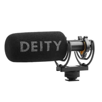 Deity Shotgun Microphone for Daily Vlogging and Interviews mounted on camera with foam windscreen