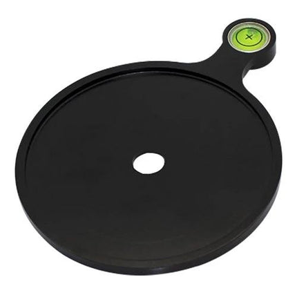 76mm Offset Spirit Level Plate for Tripod Ball Heads - black circular leveling plate with bubble vial and center mounting hole