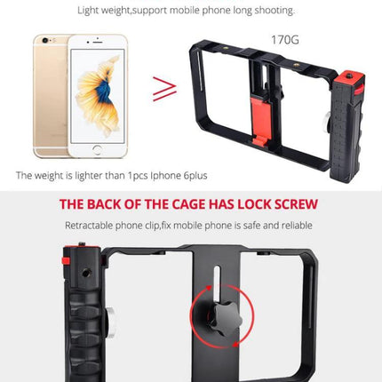 Handheld Cage for Smartphone Filming in Daily Life - lightweight adjustable phone filming cage with lock screw and ergonomic handle for stable vlogging