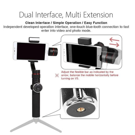 AFI Gimbal Stabilizer for Steady Smartphone Videos on Trips - handheld smartphone gimbal on tripod showing adjustable mount and control dial