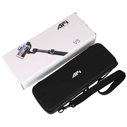 AFI Gimbal Stabilizer for Steady Smartphone Videos on Trips - V5 with carrying case and packaging