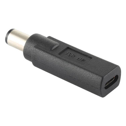 USB-C Female to 7.4mm x 5.0mm Male Adapter for HP Devices - compact black adapter for charging and data on older HP laptops