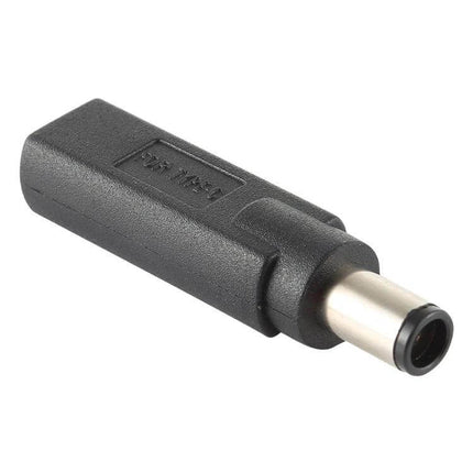 USB-C Female to 7.4mm x 5.0mm Male Adapter for HP Devices — compact black adapter for charging and data on compatible HP laptops