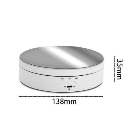 Compact Rotating Turntable for Product Photography Displays, white ABS 138mm diameter rotating display platform