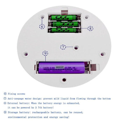 Compact Rotating Turntable for Product Photography Displays showing battery compartments, AAA and rechargeable storage battery for rotation power