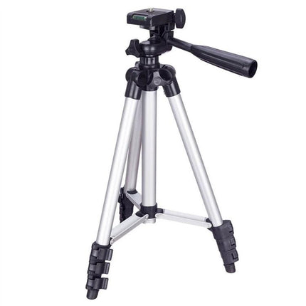 Aluminum Alloy Tripod for DSLR and Digital Cameras with Adjustable Height, lightweight silver legs and black pan head for stable photography
