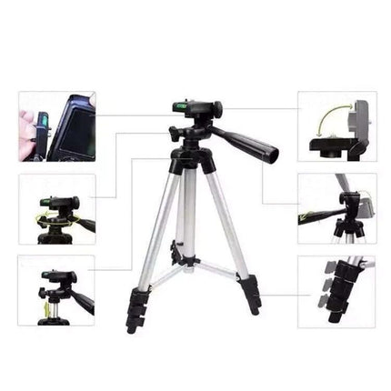 Aluminum Alloy Tripod for DSLR and Digital Cameras with Adjustable Height, lightweight sturdy setup shown with quick-release head and extendable legs