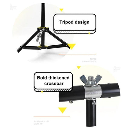 T-Shape Adjustable Photo Background Support Stand for Studios tripod design with bold thickened crossbar, sturdy metal frame for studio backdrops