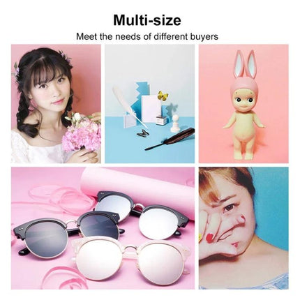 T-Shape Adjustable Photo Background Support Stand for Studios with multi-size portrait and product backdrop examples