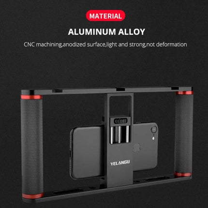 YELANGU Cage for Smartphone Video Recording on the Go lightweight aluminum alloy stabilizing frame for vlogging