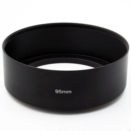 Straight Tube Full Metal Lens Hood for 95mm Telephoto Lenses - black metal 95mm hood protects against stray light, debris and impacts