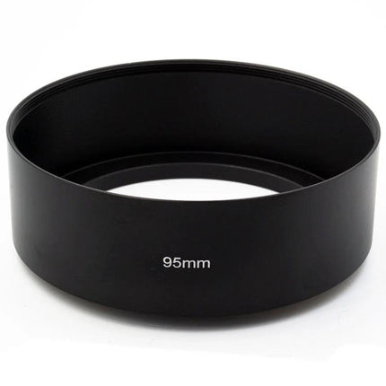 Straight Tube Full Metal Lens Hood for 95mm Telephoto Lenses - black metal 95mm lens hood protecting from stray light and impacts