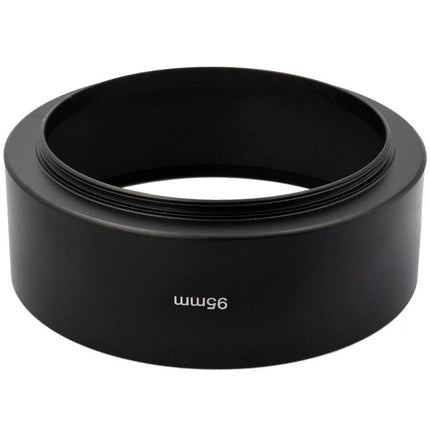 Straight Tube Full Metal Lens Hood for 95mm Telephoto Lenses - black metal hood protecting lens from stray light and impacts