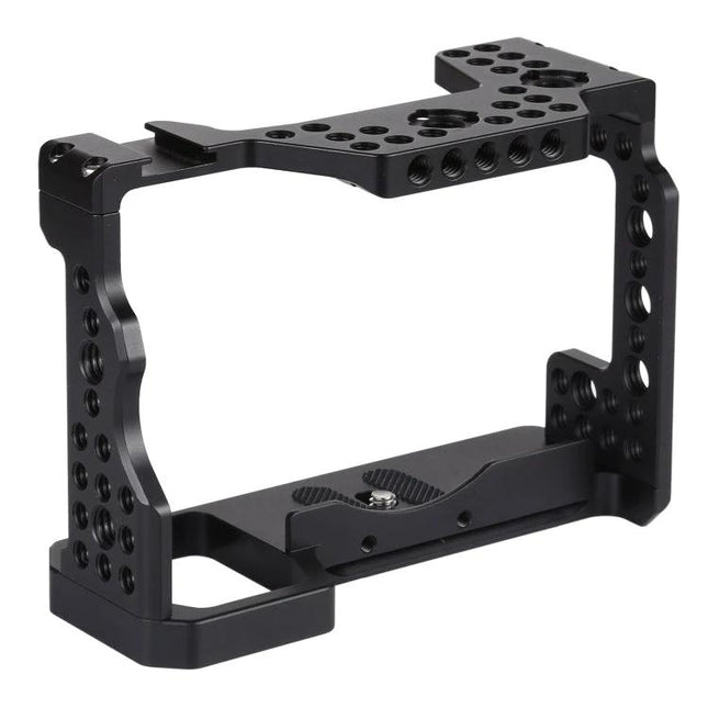 Camera Cage Stabilizer for Sony A7 III and A7R3 Cameras - lightweight black aluminum cage with multiple mounting holes for lights, mics and handles