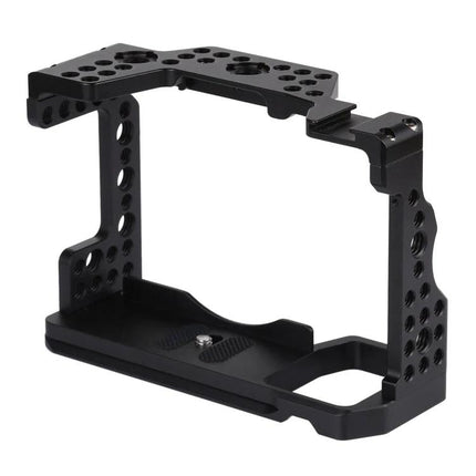 Camera Cage Stabilizer for Sony A7 III and A7R3 Cameras - black aluminum protective cage with multiple mounting holes
