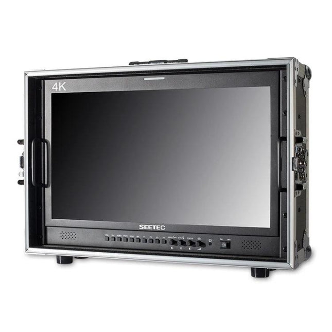 SEETEC 21.5-Inch IPS Field Monitor for Professional Video Work showing full HD display, controls and rugged transport case