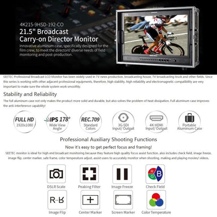 SEETEC 21.5-Inch IPS Field Monitor for Professional Video Work showing full HD broadcast display and color-check features