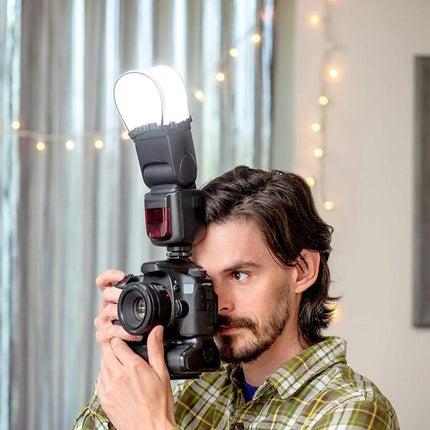Universal Mini Soft Flash Diffuser for Everyday Photography on camera flash softening indoor portrait lighting