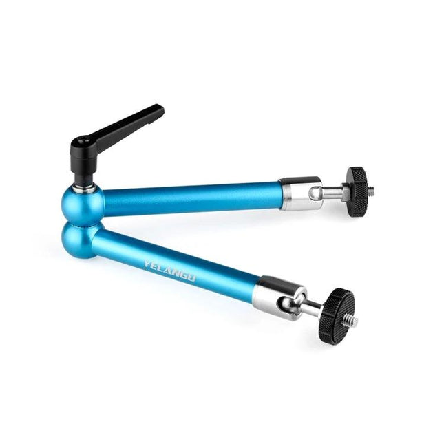 YELANGU 11-Inch Adjustable Magic Arm for Versatile Positioning stainless steel blue arm for mounting cameras lights and accessories