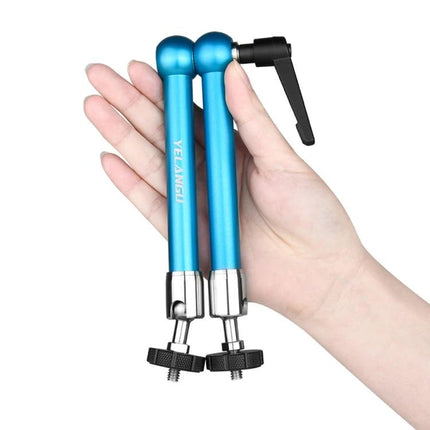 YELANGU 11-Inch Adjustable Magic Arm for Versatile Positioning - blue stainless steel dual ball joint arm held in hand