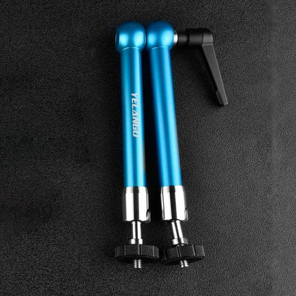 YELANGU 11-Inch Adjustable Magic Arm for Versatile Positioning blue stainless steel camera mounting arm on black background