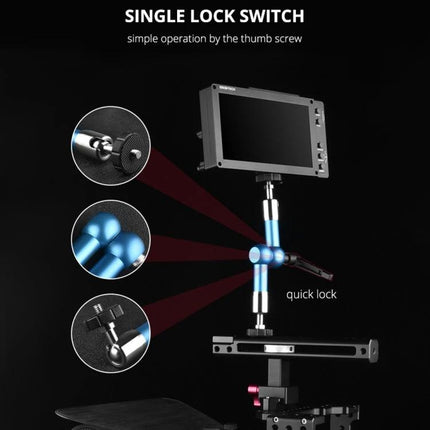 YELANGU 11-Inch Adjustable Magic Arm for Versatile Positioning - stainless steel camera and monitor mount with single lock thumb screw