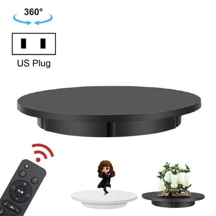 60cm Electric Rotating Display Stand for Product Showcases - black 360° rotating ABS turntable with remote, 110-240V US plug