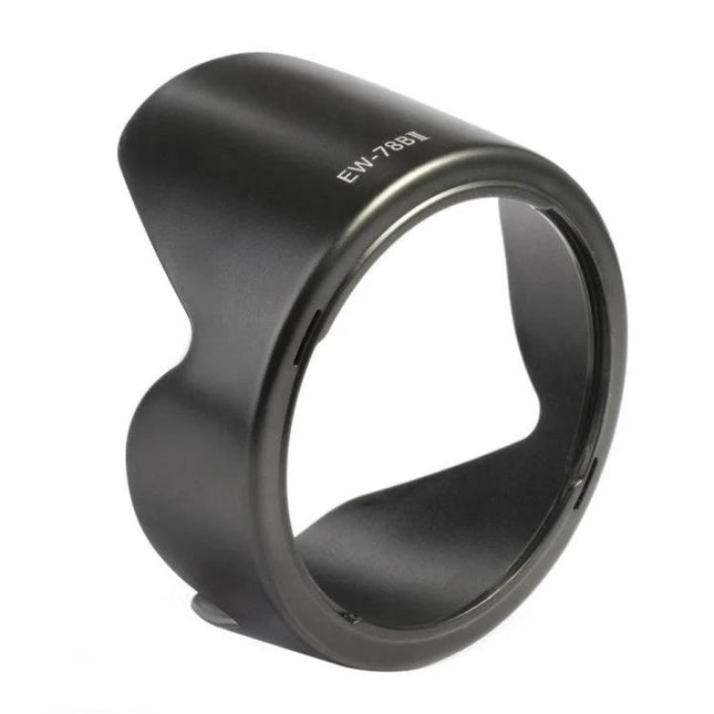 Canon EF 28-135mm Lens Hood for Stray Light Protection - black PVC petal hood reducing lens flare and shielding from dust and light rain
