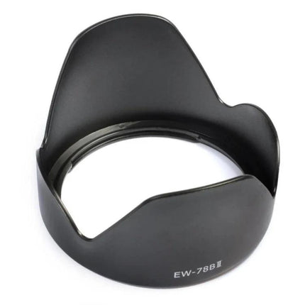 Canon EF 28-135mm Lens Hood for Stray Light Protection — black PVC petal-style hood EW-78B II for reducing flare and shielding lens