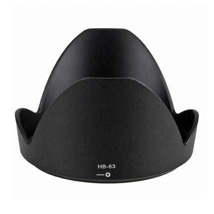 Lens Hood Shade Compatible with Nikon 24-85mm f/3.5-4.5 Lens - black PVC tulip-style HB-63 lens hood protecting against flare and impacts