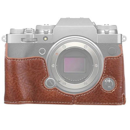 Litchi Texture PU Leather Protective Case for FUJIFILM X-T4 brown litchi texture half-case for travel protection