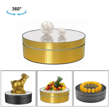 12cm Electric Rotating Display Stand for Product Showcasing - compact gold rotating platform for watches, jewelry, small electronics, 360° photo display