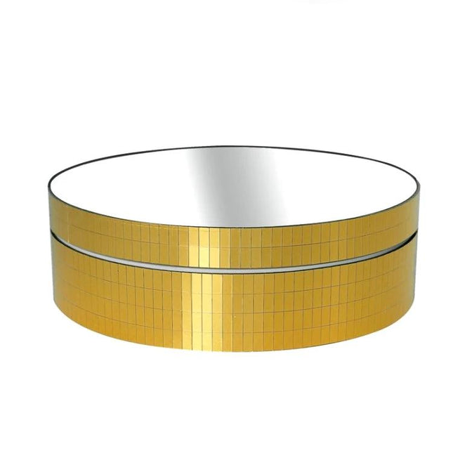 12cm Electric Rotating Display Stand for Product Showcasing gold rotating platform with mirror top for watches jewelry and small electronics