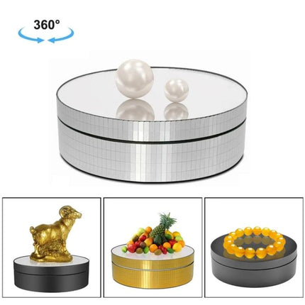 12cm Electric Rotating Display Stand for Product Showcasing – mirrored turntable for watches, jewelry, small electronics and product photography