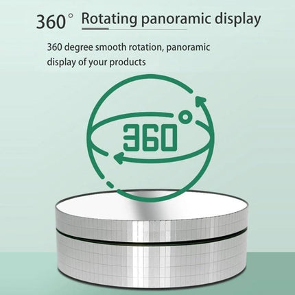 12cm Electric Rotating Display Stand for Product Showcasing showing a compact 360° rotating platform ideal for watches jewelry and small electronics