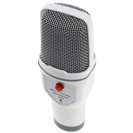 Condenser Microphone for Everyday Karaoke and Home Fun Sessions white condenser mic with red button for smartphone karaoke