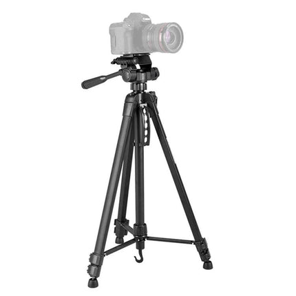 WeiFeng 3-Section Folding Tripod for Live Broadcast and Photography — durable aluminum alloy tripod shown with camera, quick setup and stable support