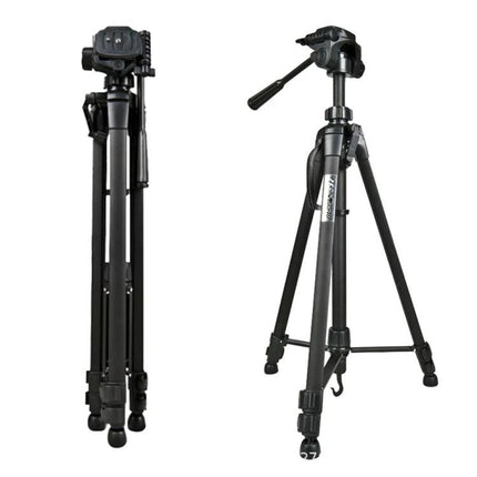 WeiFeng 3-Section Folding Tripod for Live Broadcast and Photography - lightweight aluminum alloy tripod folded and set up