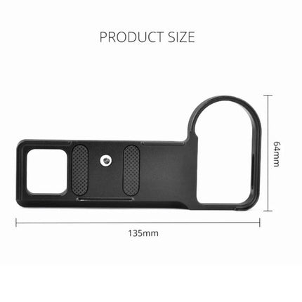 YELANGU Base L Plate Expansion Board for Nikon Z6 and Z7 Cameras showing dimensions 135mm x 64mm, sturdy CNC aluminum L plate